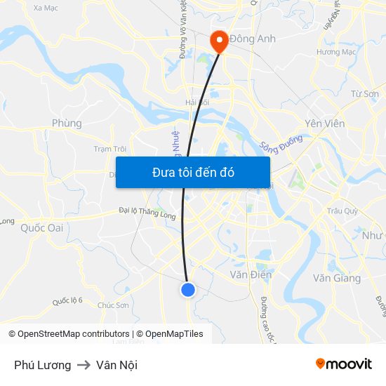 Phú Lương to Vân Nội map