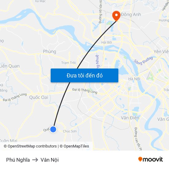 Phú Nghĩa to Vân Nội map