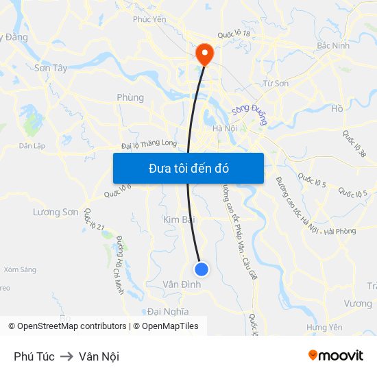 Phú Túc to Vân Nội map