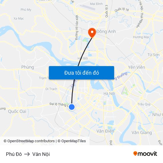 Phú Đô to Vân Nội map