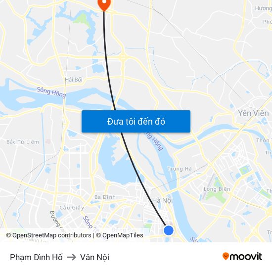Phạm Đình Hổ to Vân Nội map
