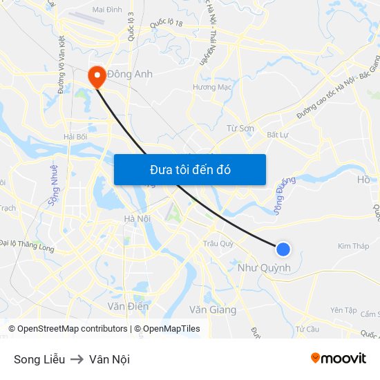 Song Liễu to Vân Nội map