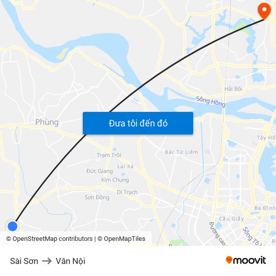 Sài Sơn to Vân Nội map