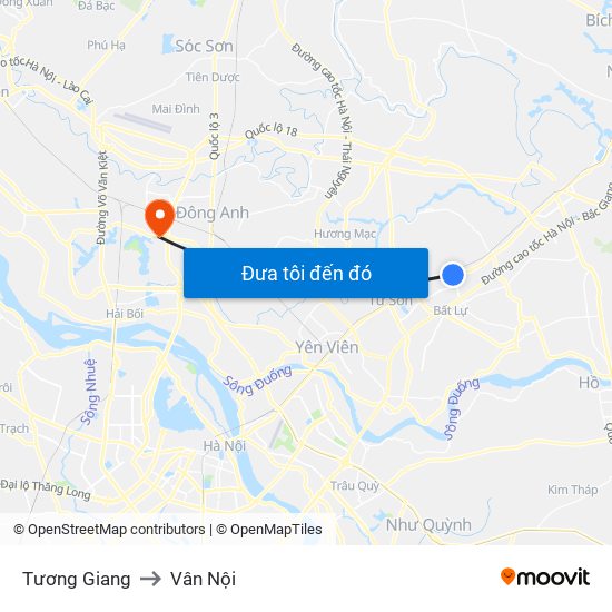 Tương Giang to Vân Nội map