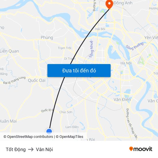 Tốt Động to Vân Nội map