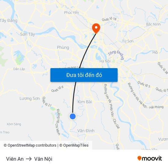 Viên An to Vân Nội map