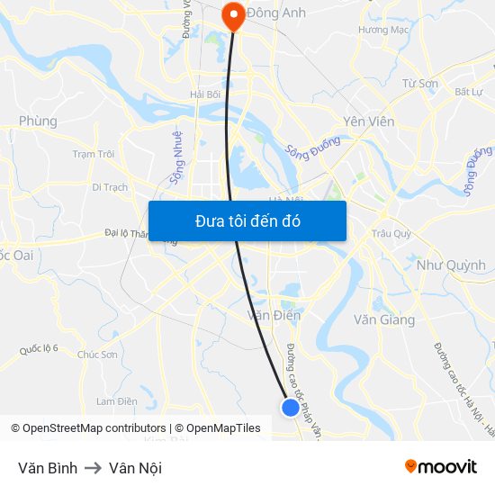 Văn Bình to Vân Nội map
