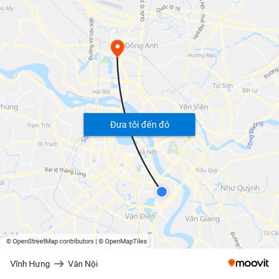 Vĩnh Hưng to Vân Nội map