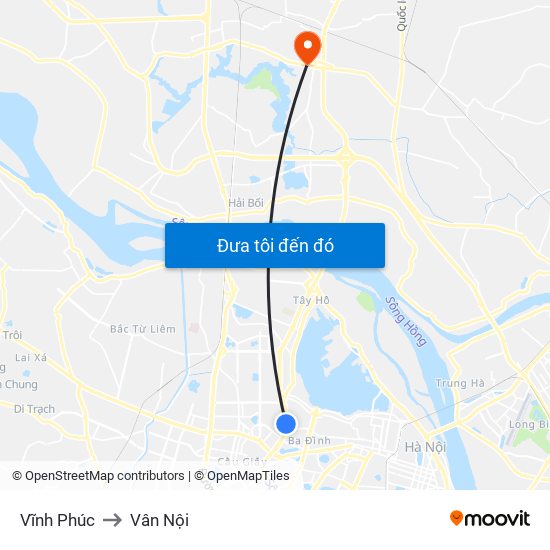 Vĩnh Phúc to Vân Nội map