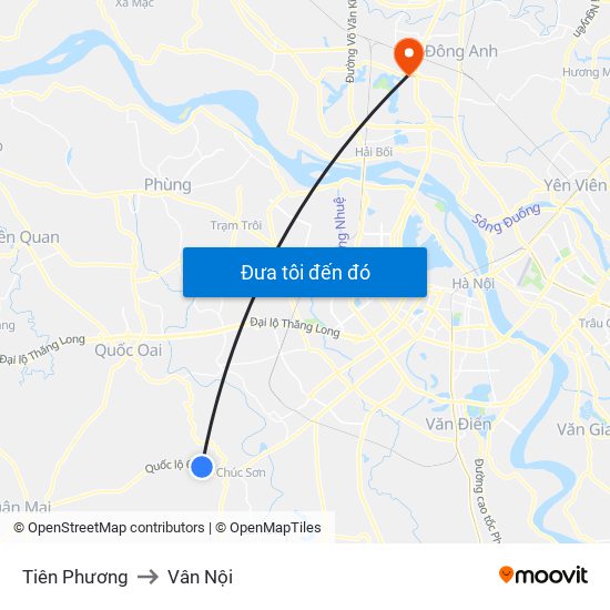 Tiên Phương to Vân Nội map