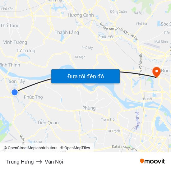 Trung Hưng to Vân Nội map