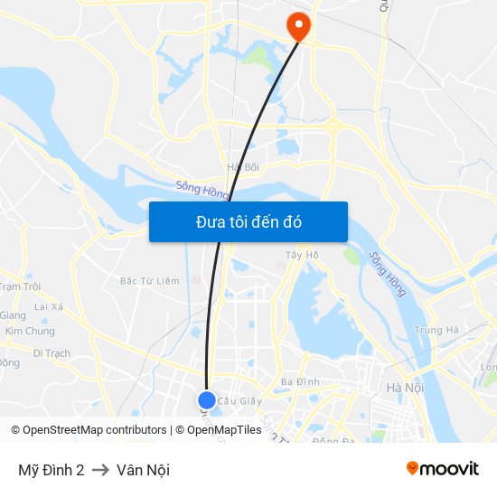 Mỹ Đình 2 to Vân Nội map