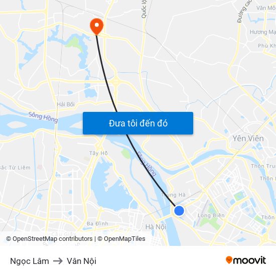 Ngọc Lâm to Vân Nội map