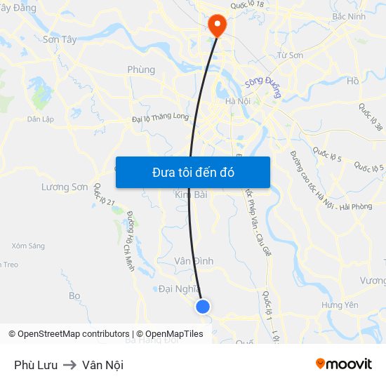 Phù Lưu to Vân Nội map