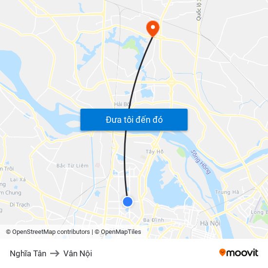 Nghĩa Tân to Vân Nội map