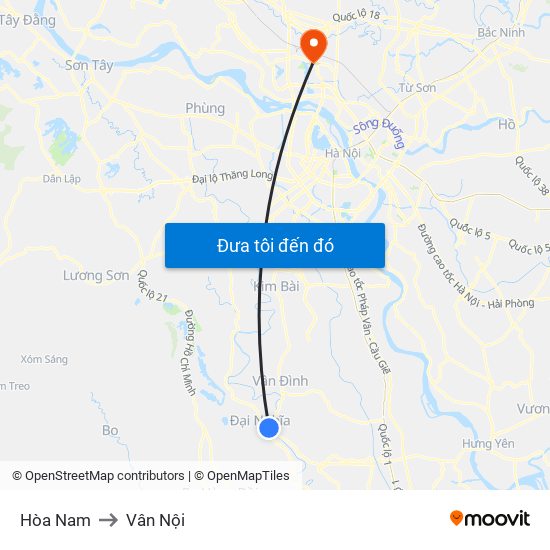 Hòa Nam to Vân Nội map