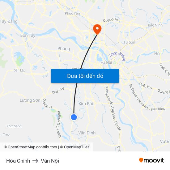 Hòa Chính to Vân Nội map