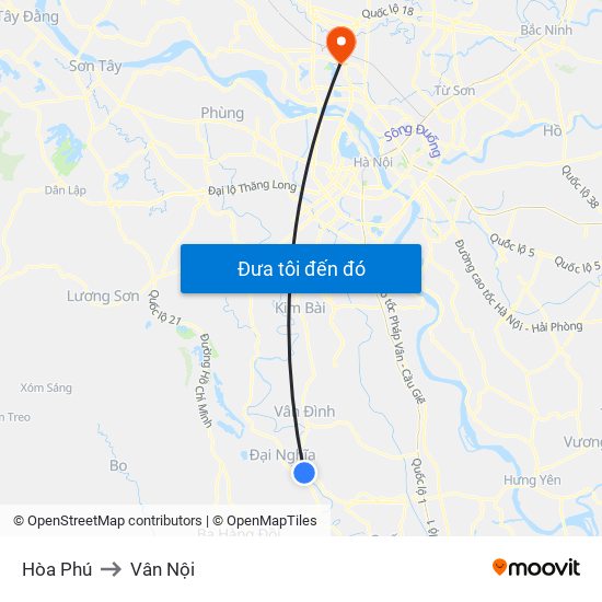 Hòa Phú to Vân Nội map
