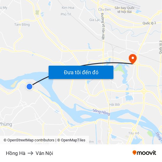 Hồng Hà to Vân Nội map