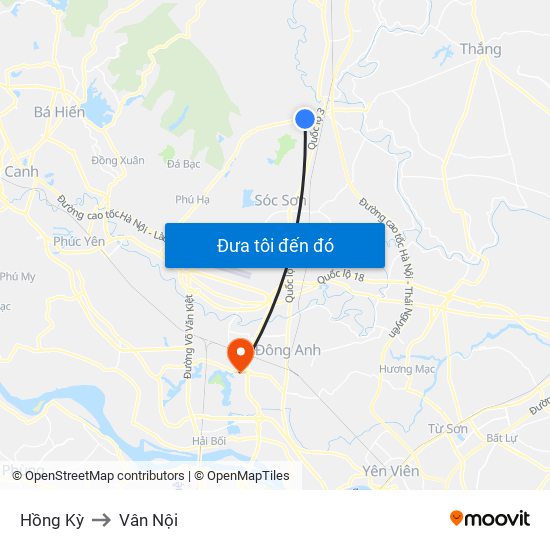 Hồng Kỳ to Vân Nội map