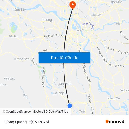 Hồng Quang to Vân Nội map