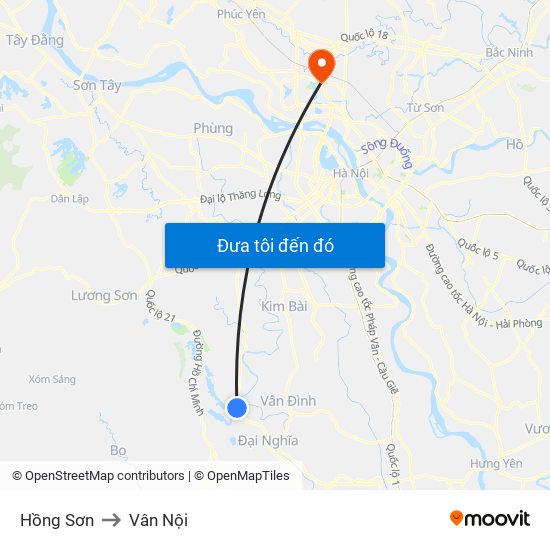 Hồng Sơn to Vân Nội map