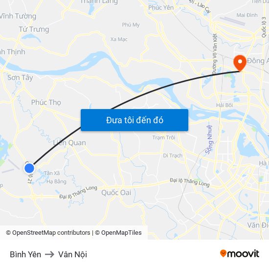 Bình Yên to Vân Nội map