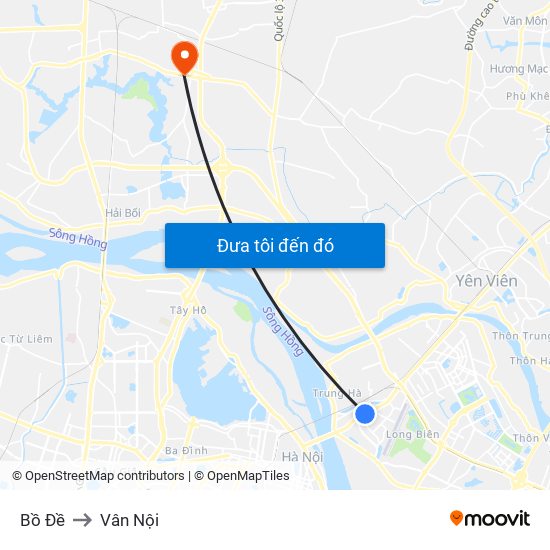 Bồ Đề to Vân Nội map