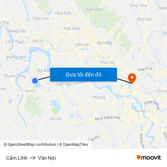 Cẩm Lĩnh to Vân Nội map