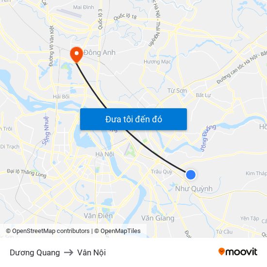 Dương Quang to Vân Nội map