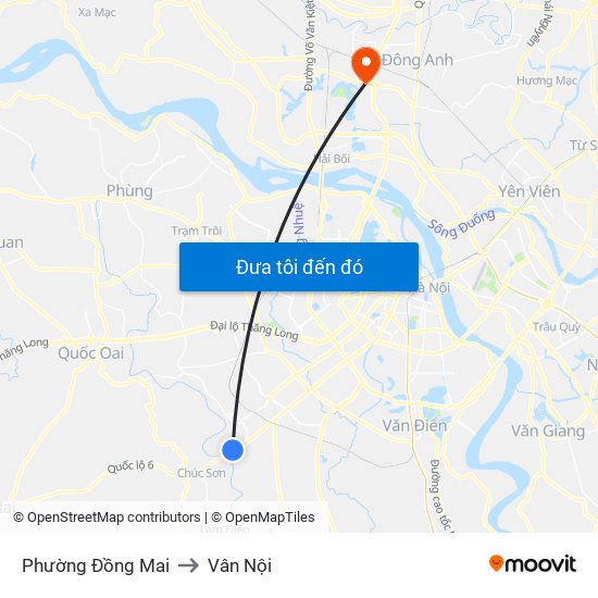 Phường Đồng Mai to Vân Nội map