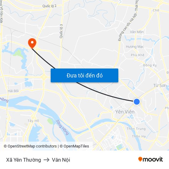 Xã Yên Thường to Vân Nội map