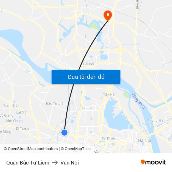 Quận Bắc Từ Liêm to Vân Nội map