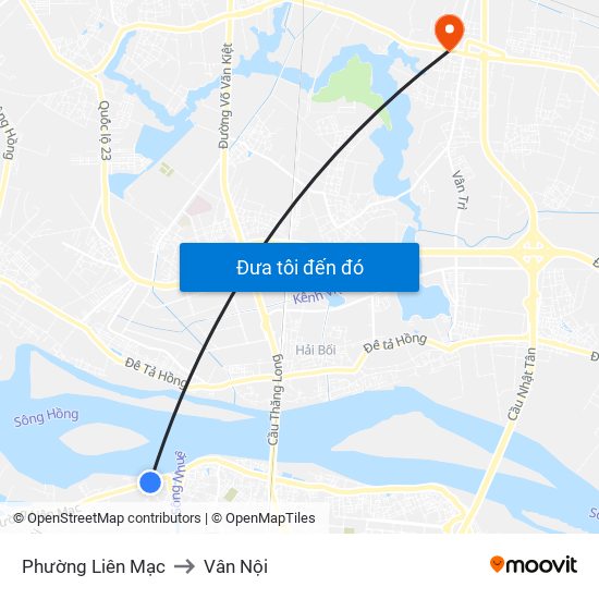 Phường Liên Mạc to Vân Nội map