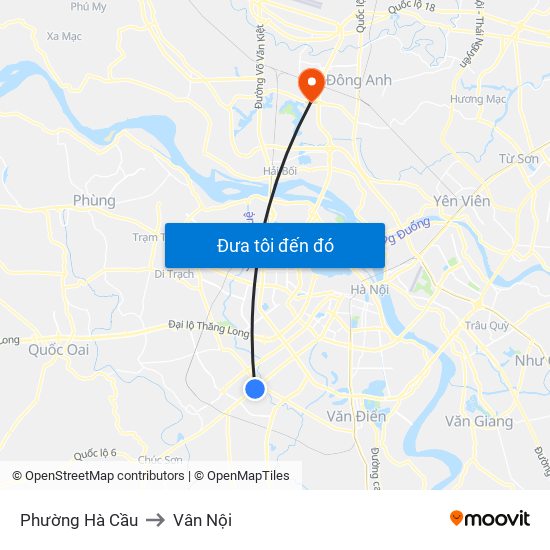 Phường Hà Cầu to Vân Nội map