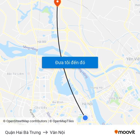 Quận Hai Bà Trưng to Vân Nội map