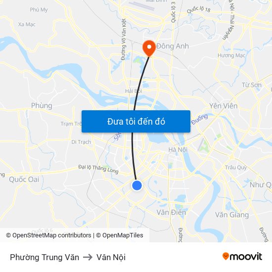 Phường Trung Văn to Vân Nội map