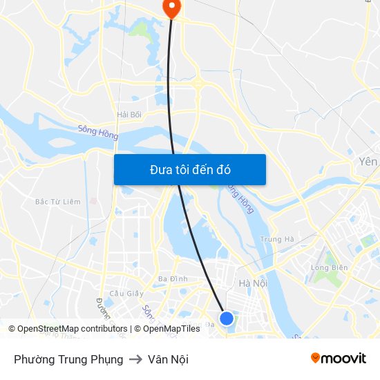 Phường Trung Phụng to Vân Nội map