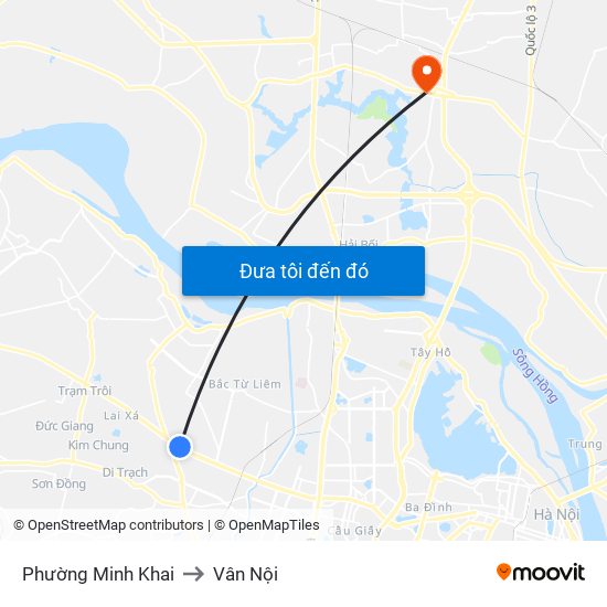 Phường Minh Khai to Vân Nội map