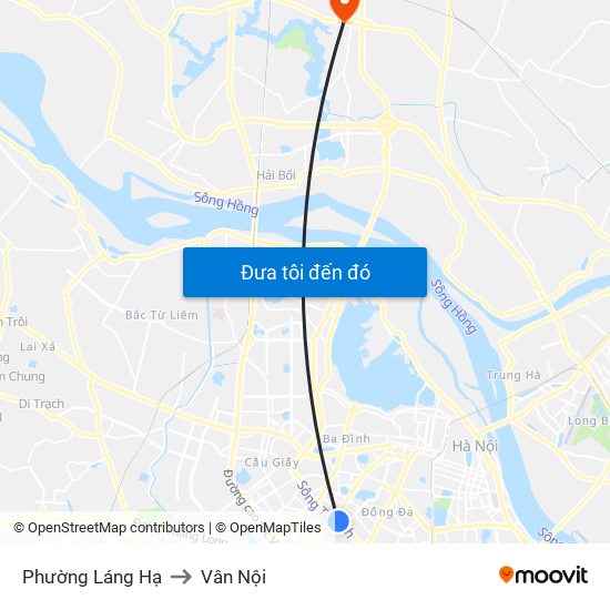 Phường Láng Hạ to Vân Nội map