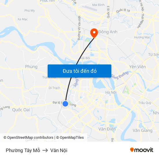 Phường Tây Mỗ to Vân Nội map
