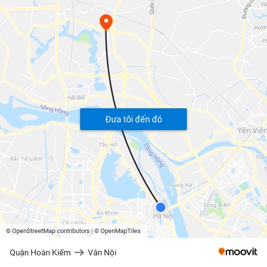 Quận Hoàn Kiếm to Vân Nội map