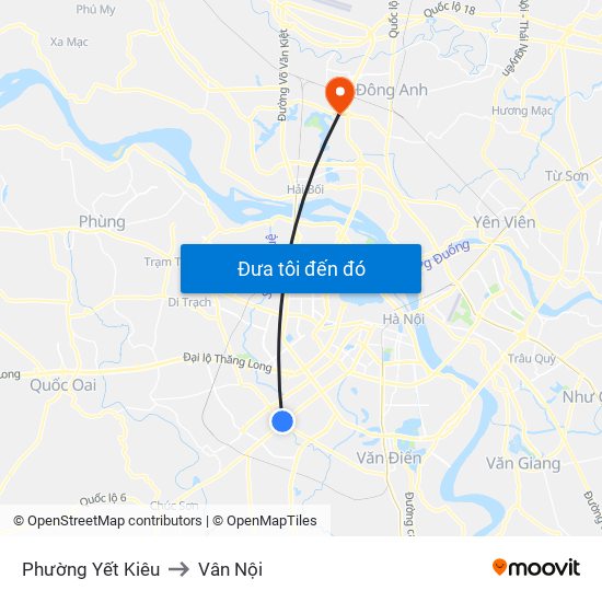 Phường Yết Kiêu to Vân Nội map