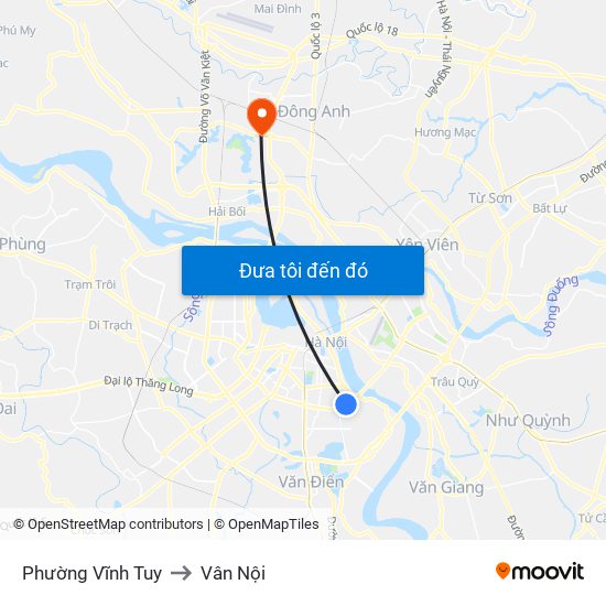 Phường Vĩnh Tuy to Vân Nội map