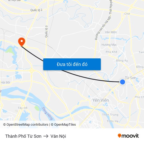 Thành Phố Từ Sơn to Vân Nội map