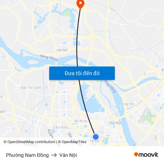 Phường Nam Đồng to Vân Nội map