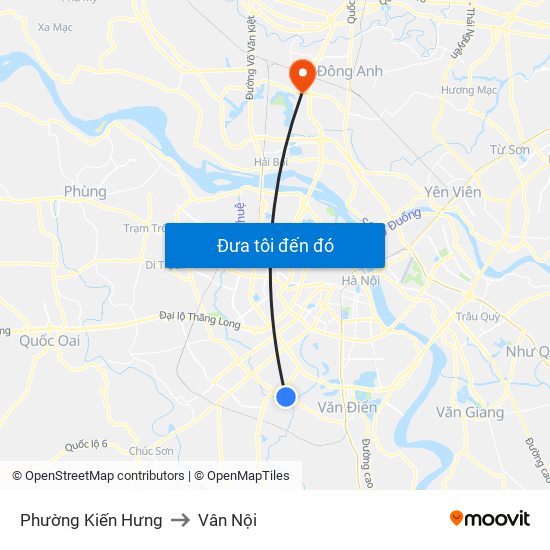 Phường Kiến Hưng to Vân Nội map