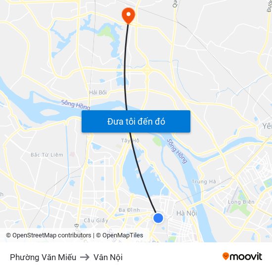 Phường Văn Miếu to Vân Nội map