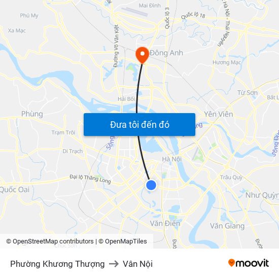 Phường Khương Thượng to Vân Nội map