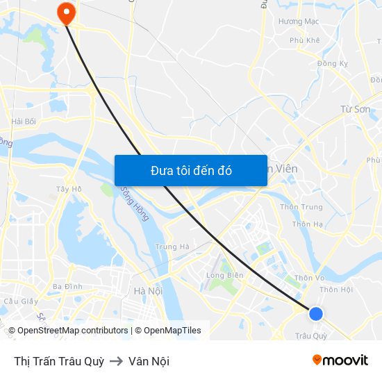 Thị Trấn Trâu Quỳ to Vân Nội map